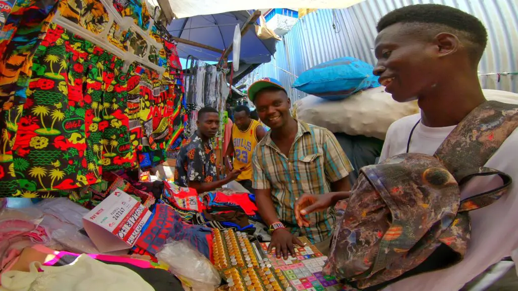 Searching for clothes at Kongowea market in Mombasa 