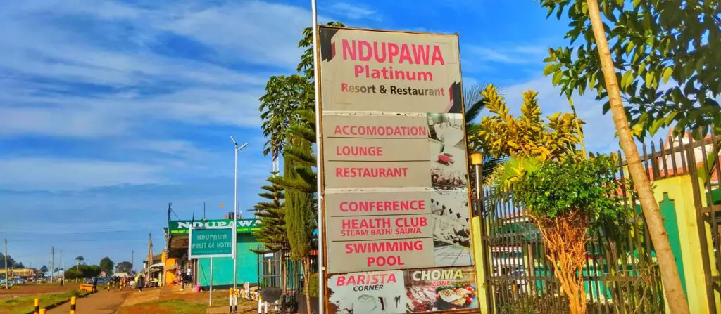 Outside Ndupawa Resort in Eldoret