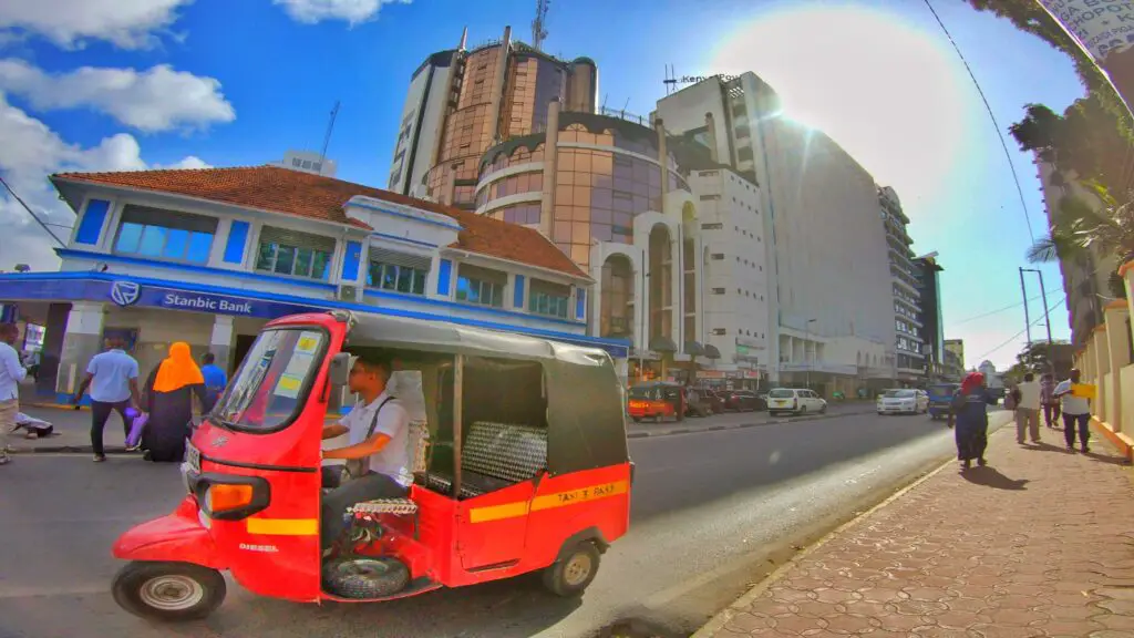 A tuktuk in Mombasa town along Nkurumah Road