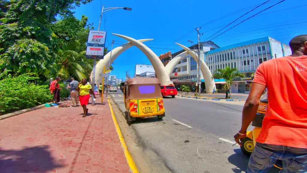 Tusk monuments along Moi Avenue in Mombasa town