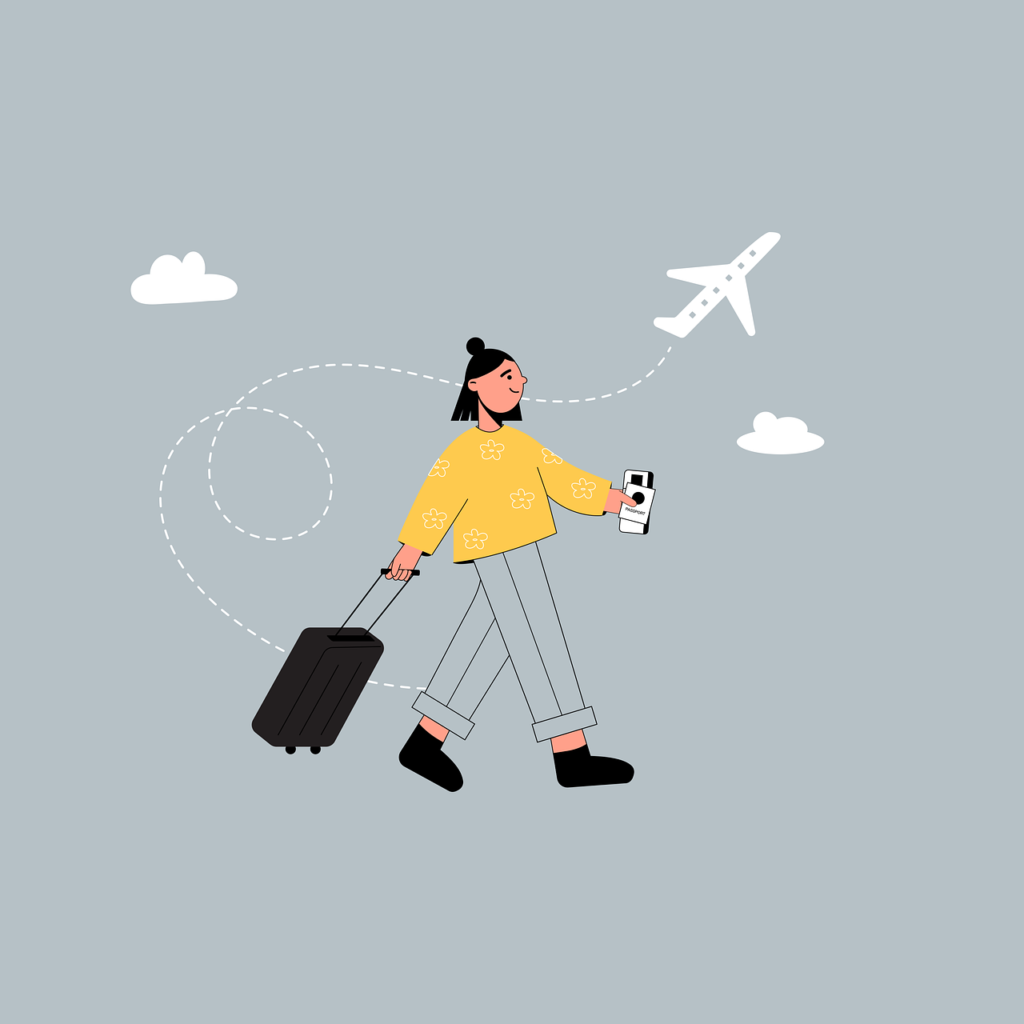 A sketch of a girl travelling —Plan your first solo trip 