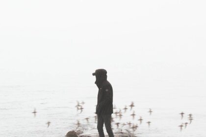 Man watching birds flying over the beach alone - girlfriend wants to travel solo