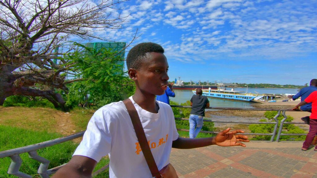 Standing at Mama Ngina waterfront entrance seeing likoni ferry 