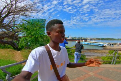 Standing at Mama Ngina waterfront entrance seeing likoni ferry