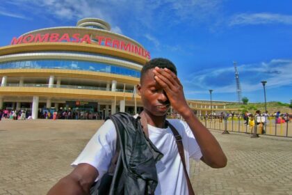 Taking a selfie in front of Mombasa Terminus