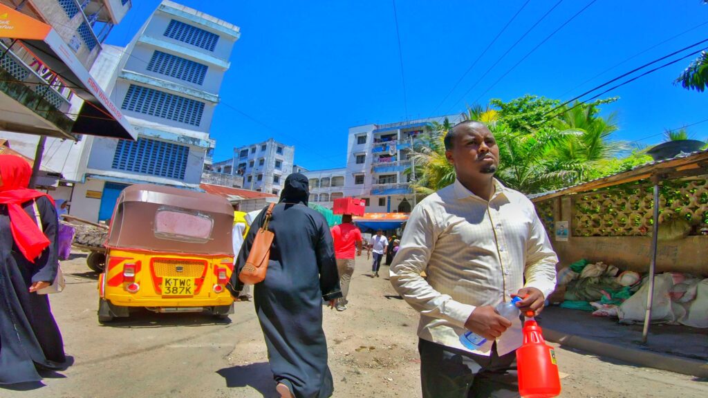 Women wearing a Buibui in the streets of Mombasa town, a common thing to see