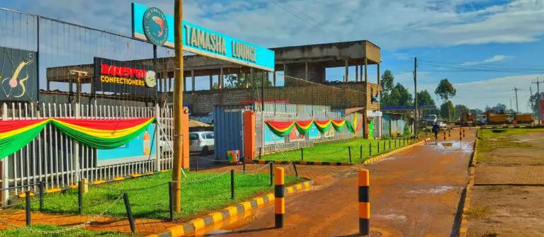 Outside Tamasha Lounge around the entry in Eldoret 