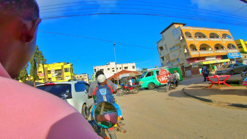 malindi town view on a motorcycle