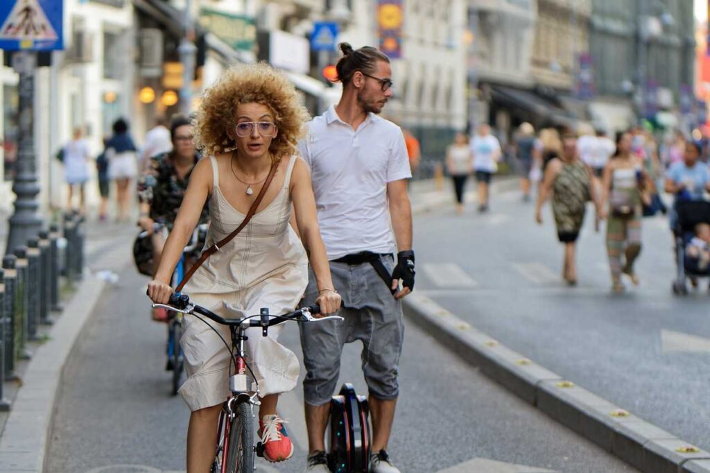 A man and a woman having fun outdoors 